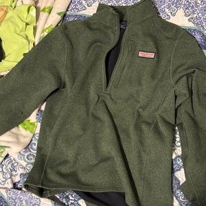 Vineyard Vines Olive Quarter-Zip Pullover